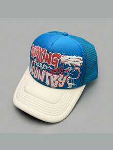 1pc Cartoon Character & Letter Print Baseball Cap, Colorblock Truck Hat, Funny Casual Sun Protection For Men & Women, Spring/Summer - A - View 10