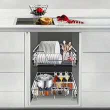 Set di 2 organizer per mobili con cassetti estraibili per cucina e soggiorno; adatti per mobili con larghezza di 46 cm - Lotto di 2 grigio chiaro - Visualizzare 2