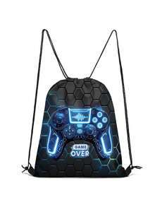 حقيبة بحبل سحب، حقيبة ظهر خفيفة الوزن، حقيبة ظهر مطبوعة بشاحنة/رائد فضاء متعددة الألوان، رياضة وتنزه وسفر، مصنوعة من مادة بوليستر متينة - متعدد الألوان - مشاهدة 4