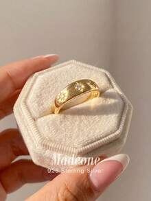 MADEONE 1 Stück 925 Sterling Silber geometrischer Stern Kubikzirkonia Ring, Damenschmuck, eleganter Ring, exquisites Accessoire, Geburtstagsgeschenk für sie - Gold - Übersicht 4