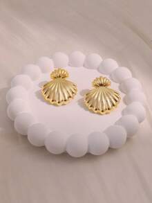 2-12件套女士金色耳环套装，海星、贝壳、扇贝、海螺，适合休闲、海滩、旅行佩戴 - 金色 - 查看 3