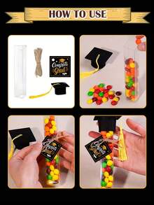 37/73件套毕业帽礼盒，黑/白/紫/蓝/粉/红/金配色，祝贺毕业，带金色流苏，毕业派对礼品包装盒，毕业派对用品，毕业派对回礼盒，毕业烘焙DIY糖果盒，2026毕业典礼装饰，祝贺毕业派对装饰，毕业季餐桌装饰，毕业礼物 - 多色 - 查看 7