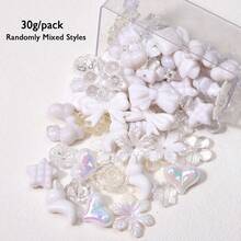 30g Cuentas de acrílico de forma de corazón, lazo y espaciadoras de colores aleatorios para hacer pulseras, cadenas de teléfono móvil, pendientes y accesorios de joyería artesanal - Cuentas mixtas de 6-30 mm - Ver 10