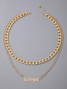 1pc Minimalist Versatile Metal Letter Chain Necklace, Suitable Gift For Women - 16720 - View 5