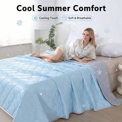 1pc Summer Cooling Blanket, Lightweight Cooling Blanket, Suitable For Hot Sleepers, Large Size Breathable Silky Soft Fabric With Cooling Function, Travel Blanket, Bed Blanket