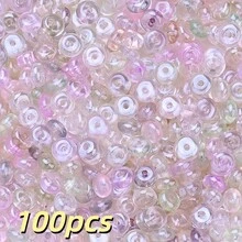 100pcs 3X6mm Transparent Shiny Abacus Glass Beads, Flat Round Spaced Bead For DIY Lucky Safety Buckle Beads Jewelry Making DIY Bracelet Necklace - Buckle - View 11