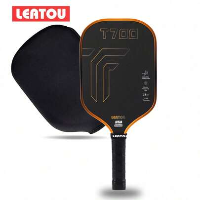 LEATOU T700 Carbon Fiber Pickball,High Rotation, Sanded Surface Layer,Protective Protective Flange,Gift A Tennis Racket Case,Suitable For Both Men And Women, High-Quality Construction,16mm Racket PP Cellular Self-Reflection,High Elasticity,Comfortable Grip.