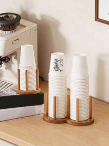 1个圆形双圈心形竹木杯架，纸杯收纳架 - 查看 7