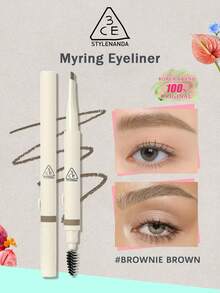 3CE 1pc Brown Eyebrow Pencil, Soft Smooth Texture, Flat Tip Design For Easy Shaping And Filling, Natural Hair-Like Feel, Waterproof And Smudge-Proof, Built-In Spoolie Brush, Suitable For Beginners, Korean Eyebrow Makeup, K-Beauty 130mg/0.0046 Oz - Brownie Brown - View 2