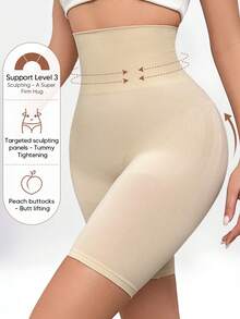 Suprenx Women's Slim Fit Shaping Shorts, Tummy Control, Butt Lifting, Semi-Sheer - Apricot - View 4