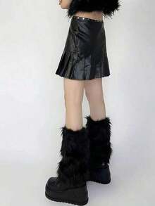 Women's Fluffy Leg Warmers - Soft & Plush Boot Covers Winter, Halloween And Santa Claus Costumes - màu nâu - Xem 4