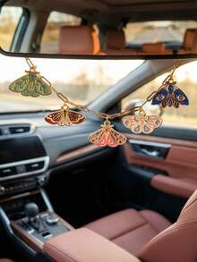 1pc Colorful Cartoon Butterfly Insect Car Pendant, Alloy Ornament, New Car Gift - A - View 2