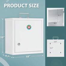 KYODOLED - clóset médico con bloqueo caja de bloqueo de medicamentos con llave gabinete médico de montaje en pared para almacenamiento  de medicamentos 10 x 4.7 x 10 pulgadas blanco - blanco - Ver 2