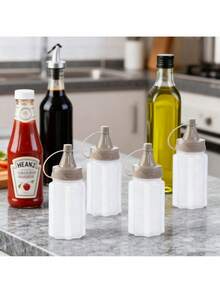 4Pack Small White Plastic Squeeze Condiment Bottles For Ketchup Honey Salad Dressing Mini Sauce Jam Bottles Perfect For BBQ Camping Lunch Outdoor Picnic Condiment Squeeze Containers - 白色 - 查看 2