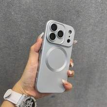 时尚磁吸磨砂软壳手机壳，兼容 17 Pro Max、17 Pro、17 Air、17、16、15、14 Plus、13、12、11 Pro Max，玻璃镜片，支持无线充电 - 銀色 - 查看 1