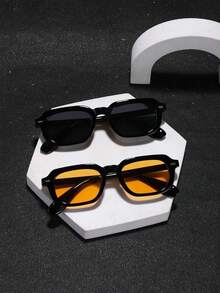 Bộ 2 chiếc kính thời trang vuông phong cách retro dành cho nam, thích hợp cho kỳ nghỉ, phối đồ hàng ngày và đi làm. - Nhiều màu - Xem 1
