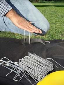 1/10/30/50/100pcs Galvanized U-Shaped Garden Safety Nails - Lawn Fabric Planting Supplies, With Gardening Balcony Accessories Anti-Grass Cloth Garden Pile Nails, Metal Lawn Fixtures, Wind Nails - Multicolor - View 2