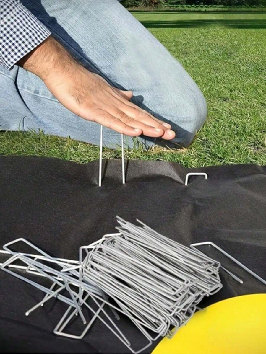 1/10/30/50/100pcs Galvanized U-Shaped Garden Safety Nails - Lawn Fabric Planting Supplies, With Gardening Balcony Accessories Anti-Grass Cloth Garden Pile Nails, Metal Lawn Fixtures, Wind Nails
