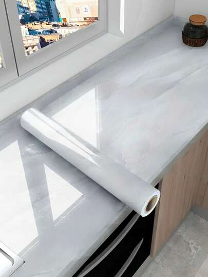 1 pieza Adhesivo de pared de PVC impermeable y resistente al aceite, con patrón de mármol gris claro, papel tapiz autoadhesivo reforzado, protección contra salpicaduras de aceite de cocina, decoración de pared para dormitorio, sala de estar y baño, papel tapiz extraíble y resistente a la limpieza, calcomanía de pared, vinilo para decoración del hogar, artículos de decoración de primavera para renovar tu hogar, pegatinas de decoración de festivales, regalos de cumpleaños y graduación, rollo de papel tapiz de vinilo, decoración para amigos de alquiler