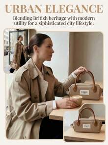 Burberry 1个尼龙波士顿手提包，英伦风手提包，轻便结构设计，适合日常使用、旅行和开斋节礼物 - 摩卡棕 - 查看 3