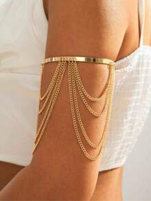 1pc Fashionable Tassel Chain Arm Bracelet, Suitable For Women's Daily Wear And Summer Vacation - Multicolor 4 - View 1