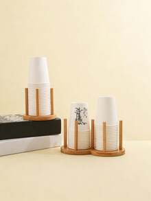 1个圆形双圈心形竹木杯架，纸杯收纳架 - 查看 9