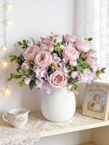 1pc/3pcs Purple Artificial Hydrangea, Peony, Rose Flower Bouquet For Home, Wedding, Bridal Decoration - Purple - View 7
