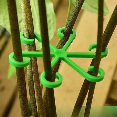 4个绿色植物防倾倒支撑支架，适用于水培植物固定，专为花卉和绿植设计，适用于虎尾兰、常春藤和其他攀援茎/藤蔓植物，耐用的夹子系统可固定花盆和土壤。