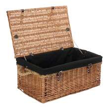 Red Hamper 62cm Antique Wash Rope Handled Wicker Picnic Basket - Black - View 5
