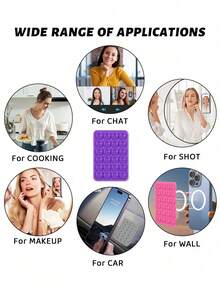 1/2/3/5pcs Multi-Functional 24-Hole Square Silicone Phone Suction Cup Holder And Heart-Shaped Double-Sided Silicone Phone Suction Cup Holder. Sturdy Silicone Suction Cups Can Securely Hold Phones To Prevent Dropping, Suitable For Video Shooting, Selfie, And Various Scenarios. - Multicolor - View 5