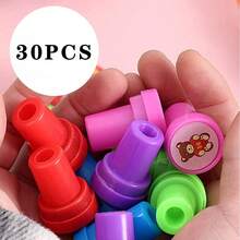 1/12/30/50 件学生自印印章套装（不同设计主题印章）适用于派对小礼物、嘉年华奖品、学校活动、复活节彩蛋填充物 - 查看 9