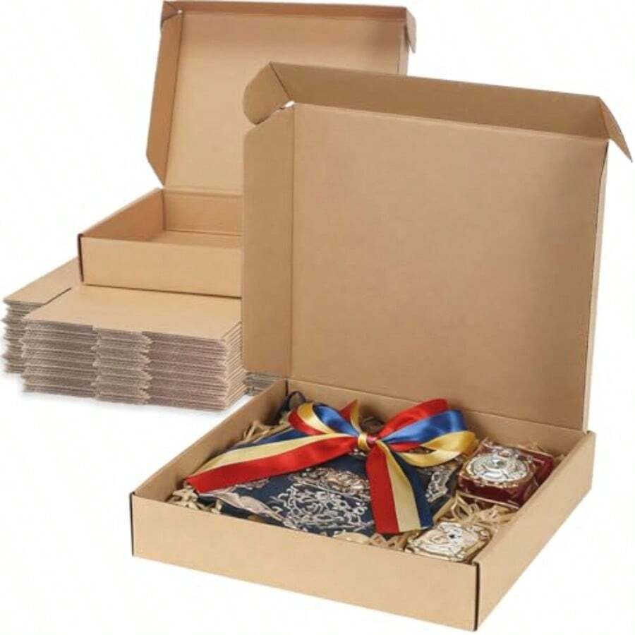 Cajas para Envíos 20 Piezas 30x23x5cm Caja Cartón Corrugado para Regalos Cajas Pequeñas en Color Kraft para E-commerce Embalaje Manualidades 3 Capas Resisitente Shipping Boxes Mailbox - marrón - Ver 1