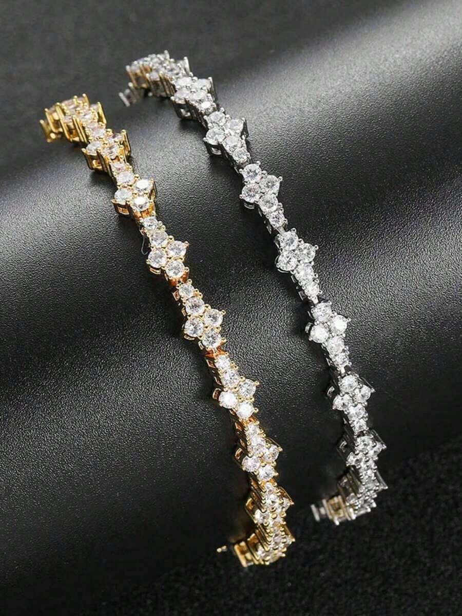 1pc/2pcs Fashion Luxury Rhinestone Cross Bracelet, Unisex, Gift For Lovers, New Year & Daily Wear - 鑽鑽款 - 查看 1