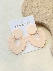 1 Pair Women's Abstract Flower Shaped Milky White Ceramic Texture Hollow Design Elegant Personalized Precision Acrylic Earrings - Multicolor - View 7