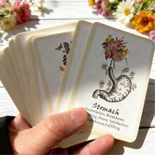 Baraja de Cartas Oráculo Botánico Anatómico Vintage, Cartas de Adivinación del Body Humano Floral para Guía Espiritual, Juego de Fiesta de Adivinación como Regalo - Multicolor - Ver 4