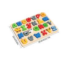 Large Alphabet Board A-Z Letter Puzzle, Small Number Matching Puzzle, Preschool Educational Alphabet & Number Recognition Puzzle Board Game, Wooden Toy, Holiday Gift - Multicolor - View 14