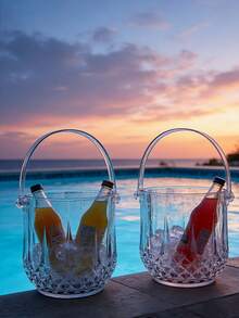 1 xô đá acrylic đa năng, trong suốt dùng để đựng nước ép và nước ngọt, bình đựng đồ uống trong suốt cho các bữa tiệc, nhà hàng. - Xem 3