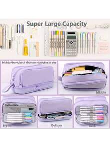 1pc New Creative Large Capacity Pencil Case, Multi-Functional Desktop Storage Stationery Box, Suitable For Students And Office Use, Portable Pencil Box, Gift - Multicolor - View 9