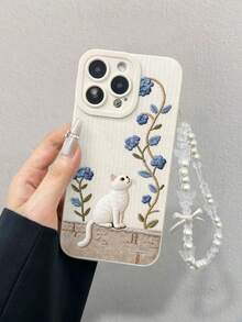 花卉小猫图案米色镂空手镯式创意防震手机壳，兼容 17/17Pro/17ProMax/16/11/16Pro/16Plus/16ProMax/16E/15ProMax/13/14/12/XS/XR/7G/8P、Galaxy S26/S26Plus/S26 Ultra、S25/S25Plus/S25 Ultra/A16/A36/A26/A56/A50/A12/A32/A52/A72/A51/A21S/A13/A14/S24/S24Plus/S24Ultra/S20/S23/S22/A53/S20FE/S21，国际版，非国内版 - 彩色 - 查看 2