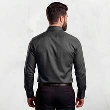 Men's Satin Shirt Premium Fabric Simple Regular Fit Button - 深灰色 - 查看 3