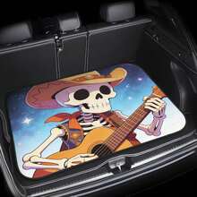 1 pieza Alfombra extra gruesa para maletero de coche con estampado de calavera, revestimiento impermeable y a prueba de polvo, fácil de limpiar, adecuado para SUV, sedán, camioneta, protege eficazmente el maletero - 100 cm x 75 cm - Ver 3