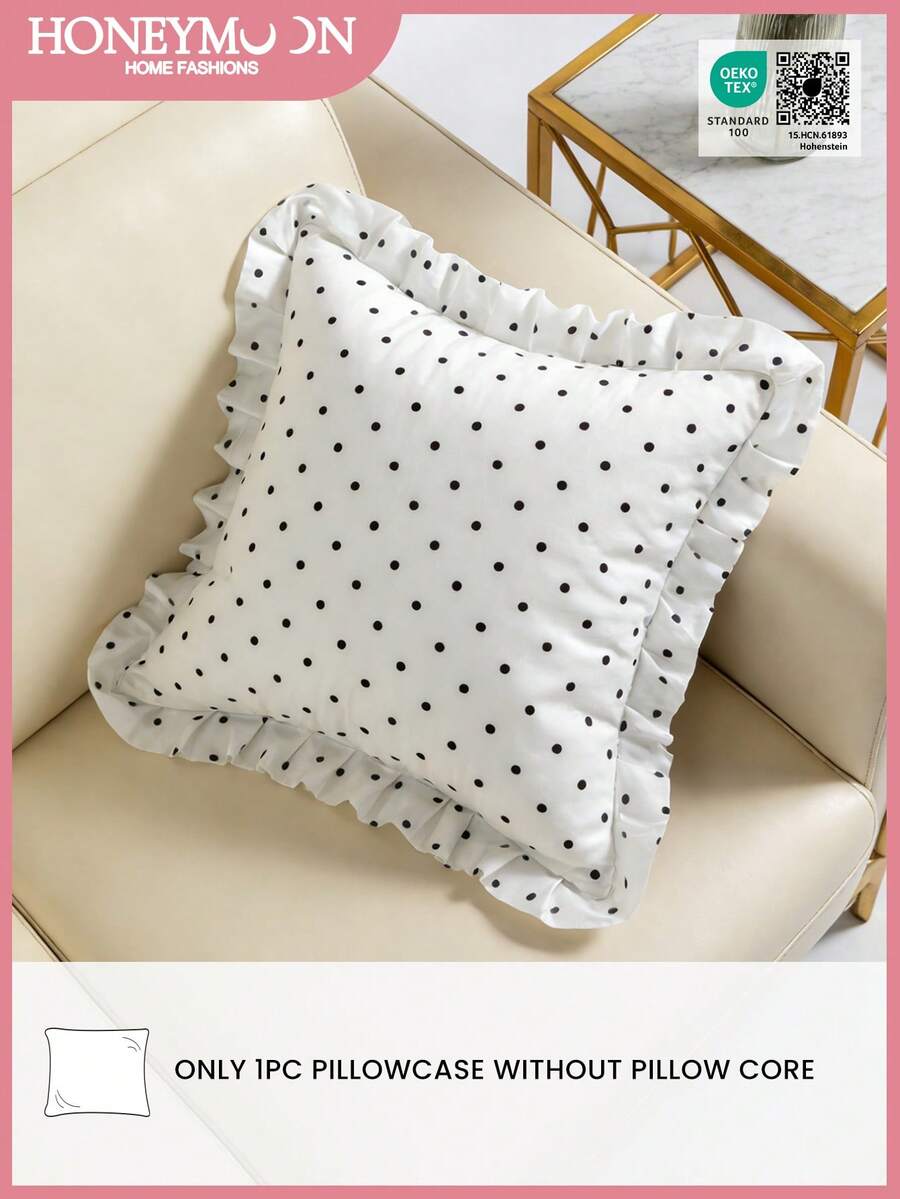 Vỏ gối trang trí in họa tiết chấm bi xinh xắn, chất liệu polyester mềm mại, thoáng khí, chống nhăn, không kèm ruột gối, kích thước T, F, Q, K, phù hợp cho gia đình và ký túc xá, đạt chứng nhận Oeko-Tex. - Nhiều màu - Xem 1