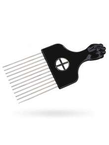 2 Oval Shaped Small Hole Hair Brush Sponge Brush Locking Twist African Curly Hair Care Tool, Black Metal African Style Hair Comb - Unisex Fist Style Pick Dye Comb - Oval-shaped Sponge Curling Iron - View 12