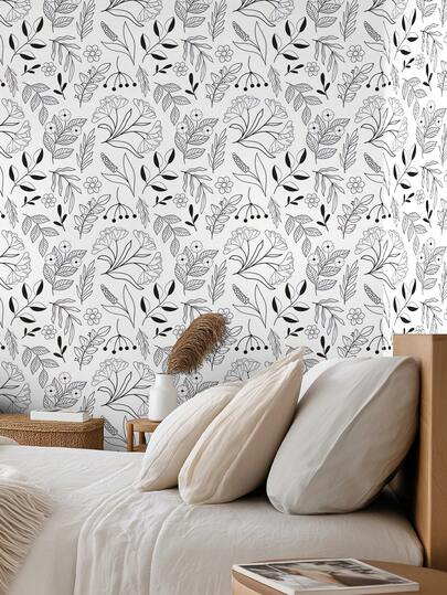 1卷 1米/3米/5米 复古手绘花卉植物法式乡村风格壁纸，可移除自粘式壁纸，乙烯基壁纸，适用于DIY家居装饰、房间背景、卧室、厨房、客厅、浴室、橱柜、家具翻新