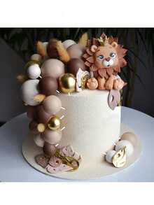 32个球形蛋糕装饰插签，彩色球形蛋糕装饰，珍珠球，纸杯蛋糕装饰，生日派对装饰，深棕色、浅棕色、白色、金色（请在安装白色管子后使用。球形表面不应接触蛋糕。） - 咖啡色 - 查看 6