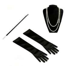 4件套1920年代女士优雅配饰套装，复古配饰，单人派对化妆舞会服装道具，珍珠手套，适合各种节日和派对 - 彩色 - 查看 1