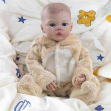 逼真重生娃娃，柔软布身，46厘米，逼真手绘仿真头发，可爱陪伴玩具，圣诞礼物 - Cloth Body Doll - 查看 5