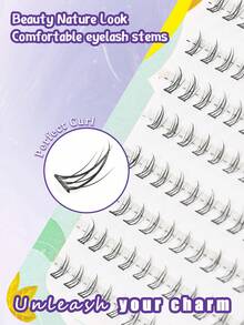 200 Clusters Wholesale Bottom Eyelashes ,C Curl,Segmented Natural Manga Eye, Clear Band ,Individual Lashes For Daily Makeup Extension Eyelashes DIY At Home ,Soft & Be Convenient To Use - C - View 2