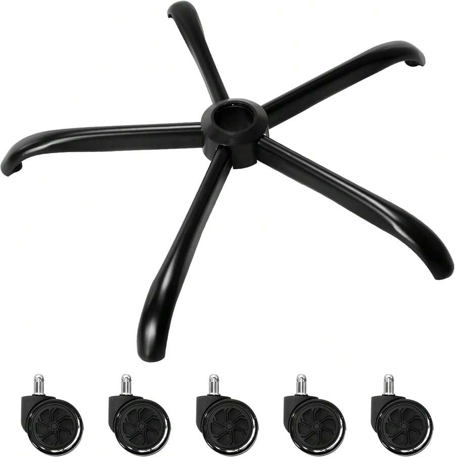 Frassie - Silla de oficina de 25 pulgadas, base de metal de repuesto resistente para silla de computadora de 2500 libras, parte de base con 5 ruedas - Negro - - Ver 1