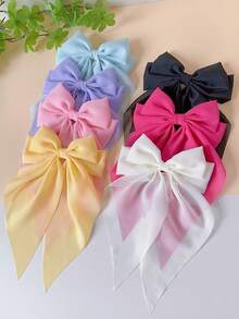 7 piezas Scrunchies de cinta de lazo de unicolor multicolor para niñas - Multicolor - Ver 6